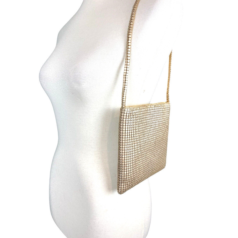 Vintage A. Brod Gold Mesh Evening Bag Snap Closure Gold Pixel Purse Party - Picture 5 of 8